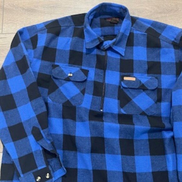 Hickory Shirt Company Men’s 3XLT Cotton Flannel LS Shirt Blue Plaid 1/4 Zip - Picture 8 of 11